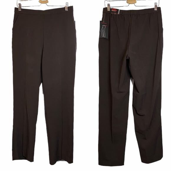 Briggs New York Brown Stretch Straight Leg Dress Pants 10 Career Business - Picture 1 of 11